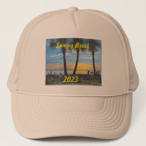 2023 SPRING BREAK OCEAN PALM TREES TRUCKER HAT