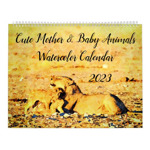 2023 Sweet Mother Baby Animal Watercolor Painting Calendar