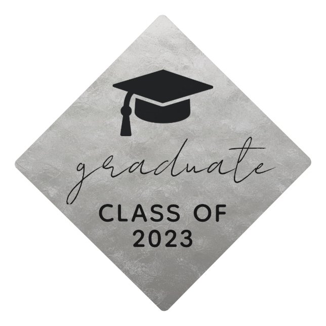 2023 Tassel Graduation Silver Cap Topper (Front)