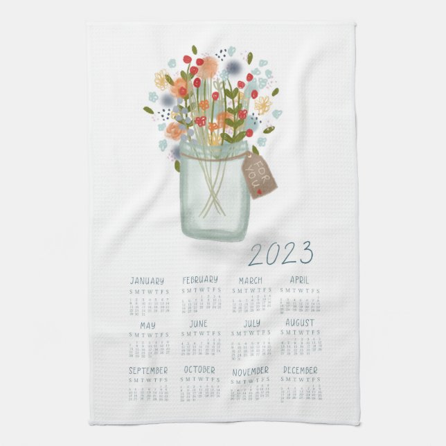 2023 Tea Towel Calendar Kitchen Dish Towel Art (Vertical)