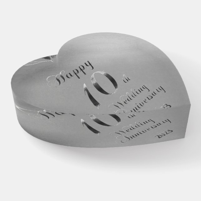 2023 Tin Wedding Happy 10th Anniversary Paperweigh Paperweight (Angled)