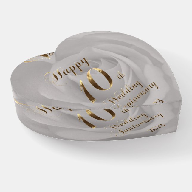 2023 Tin Wedding Happy 10th Anniversary Paperweight (Angled)