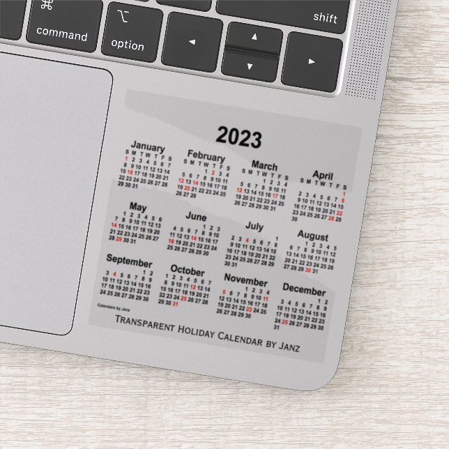 2023 Transparent Holiday Calendar by Janz Sticker (Detail)