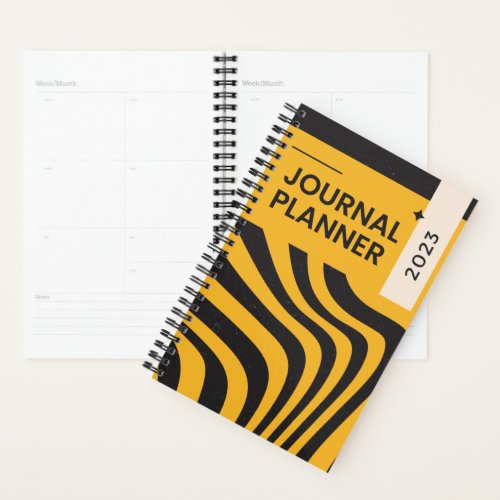 2023 trendy black yellow planner abstract modern