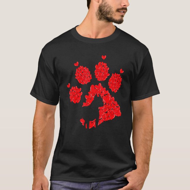 2023 Valentines Day Pit Bull Dog Puppy Paw Print H T-Shirt (Front)