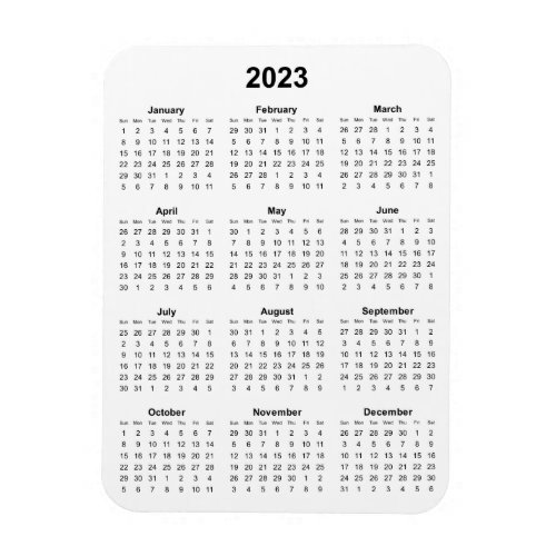 2023 Vertical Calendar  Magnet