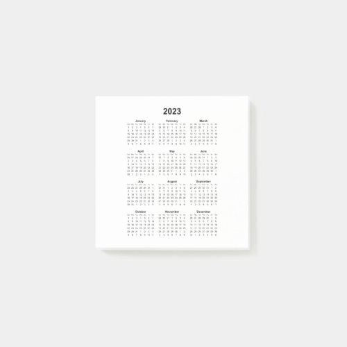 2023 Vertical Monthly Calendar Post_it Notes