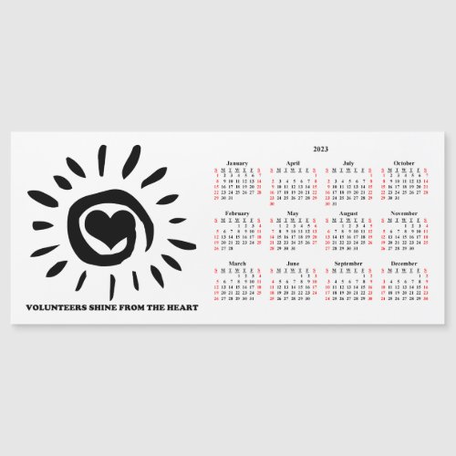 2023 Volunteers Shine Heart Magnetic Calendar Card