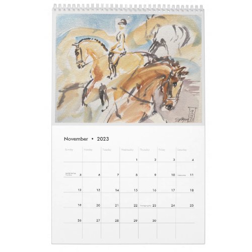 2023 wall calendar of Susan Payne Equine Art