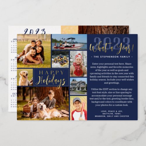 2023 What A Year Photo Collage 2024 Calendar Foil Holiday Card