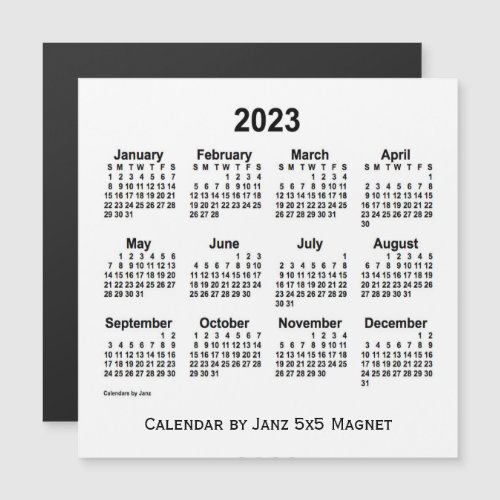 2023 White Calendar by Janz 5x5 Magnet