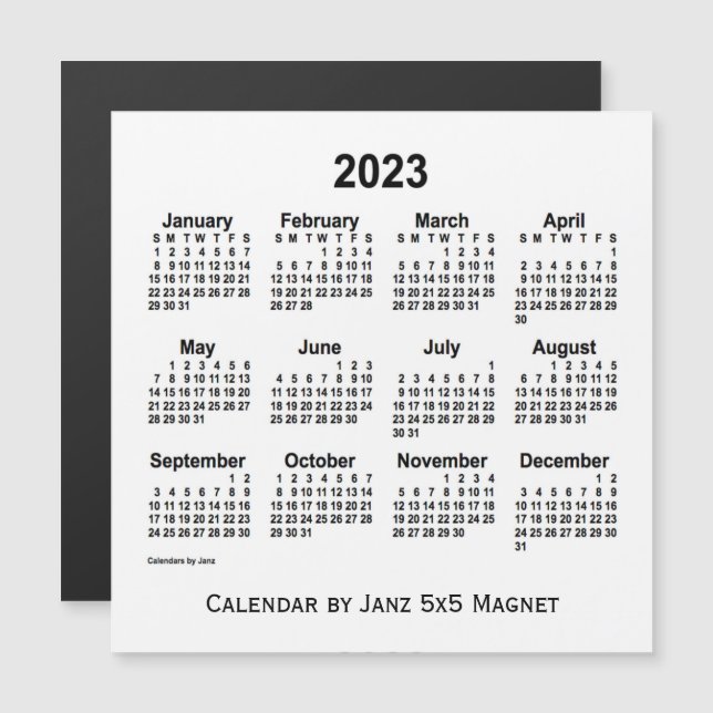2023 White Calendar by Janz 5x5 Magnet (Front/Back)