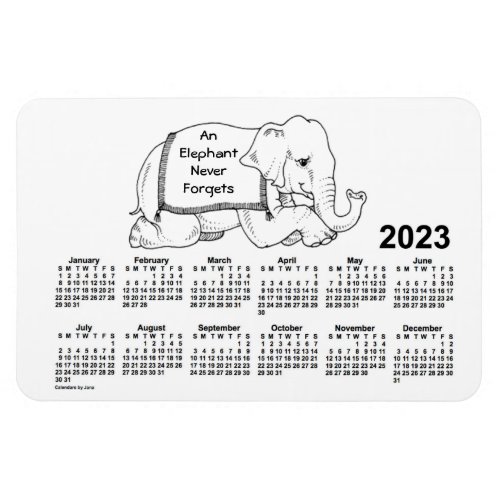 2023 White Elephant Calendar by Janz 4x6 Magnet