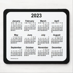 2023 White on Black Calendar by Janz Two Tone Mouse Pad
