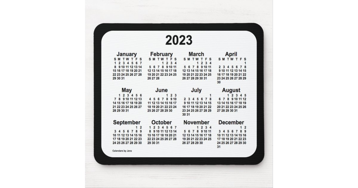 2023 White on Black Calendar by Janz Two Tone Mouse Pad | Zazzle 2023 White on Black Calendar by Janz Two Tone Mouse Pad | Zazzle