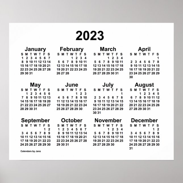 2023 White Wall Calendar by Janz Poster (Front)