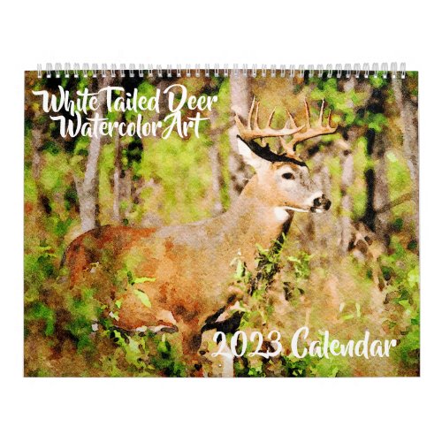 2023 Whitetail Deer Watercolor Painting Wildlife Calendar