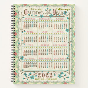 2023 Year Calendar Victorian Art Nouveau   Custom Notebook