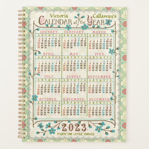2023 Year Calendar Victorian Art Nouveau  Custom Planner