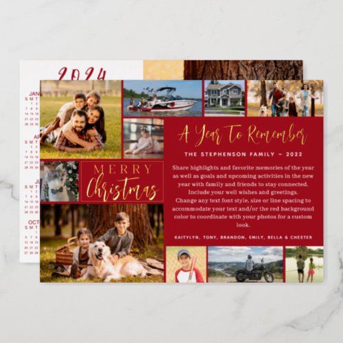2023 Year in Review 11 Photo 2024 Calendar Foil Foil Holiday Card