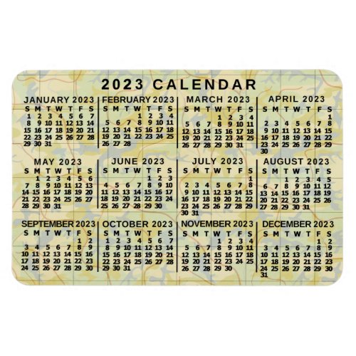 2023 Year Monthly Calendar Antique Map Large Print Magnet