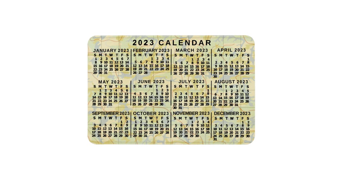 2023 Year Monthly Calendar Antique Map Large Print Magnet | Zazzle
