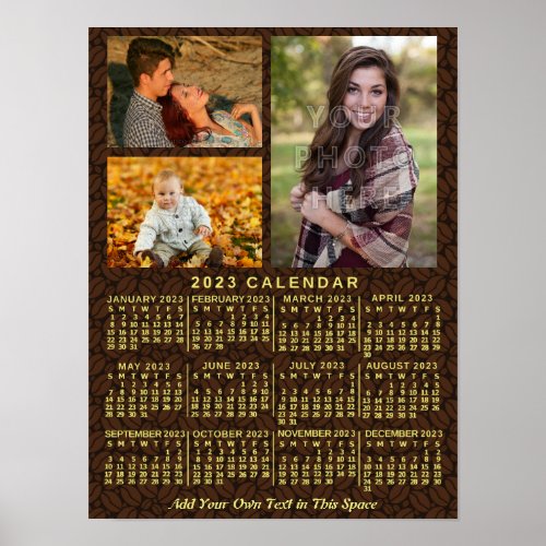 2023 Year Monthly Calendar Coffee Beans 3 Photos Poster