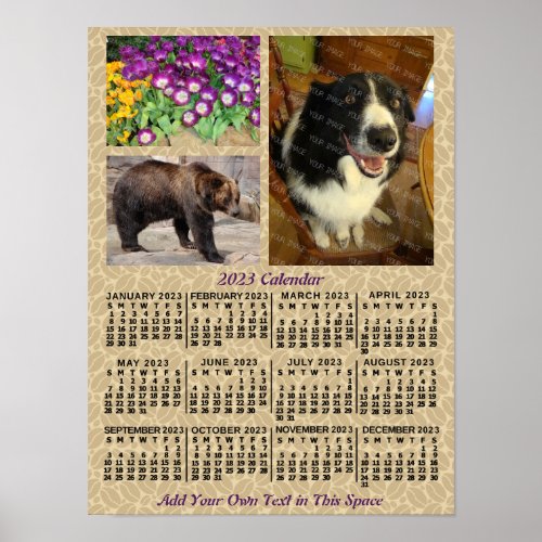 2023 Year Monthly Calendar Coffee Beans 3 Photos Poster