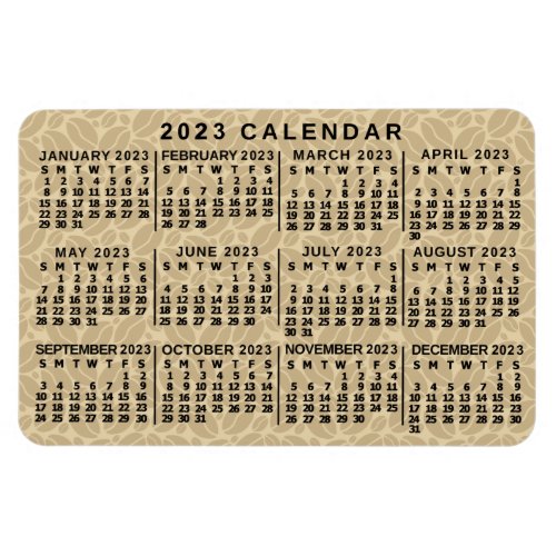 2023 Year Monthly Calendar Light Coffee Beans Magnet