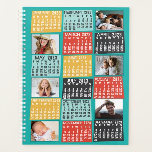 2023 Year Monthly Calendar Modern 12 Photo Collage Planner