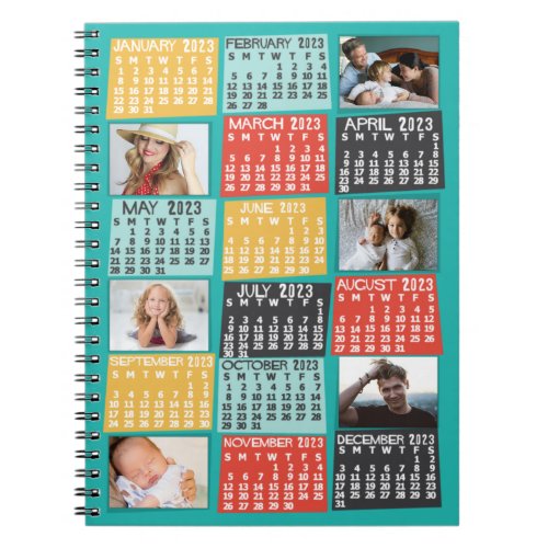 2023 Year Monthly Calendar Modern 6 Photo Collage Notebook