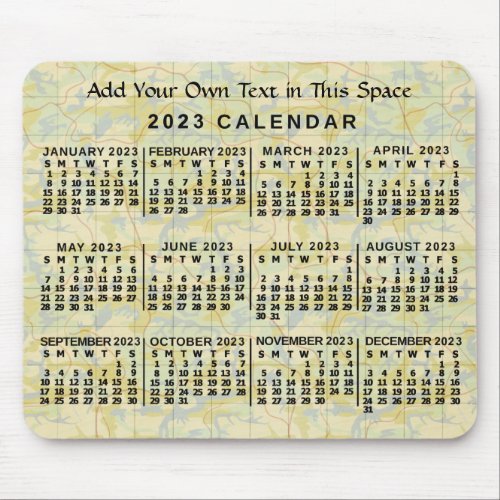 2023 Year Monthly Calendar Old Map Personalized Mouse Pad