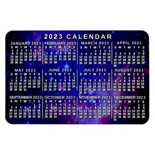 2023 Year Monthly Calendar Outer Space Nebula Magnet