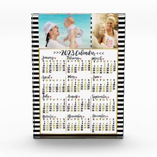2023 Year Monthly Calendar Stripes   Custom Photos Acrylic Award