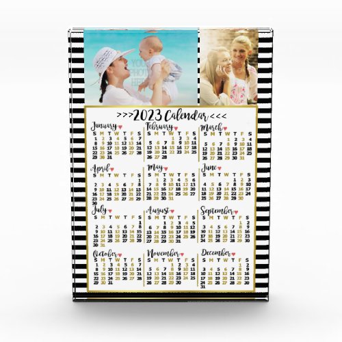 2023 Year Monthly Calendar Stripes  Custom Photos Acrylic Award