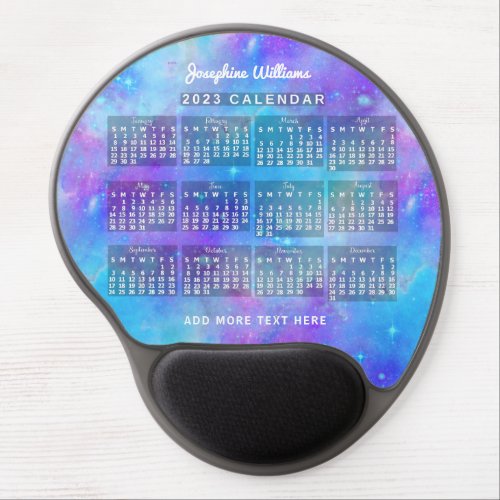 2023 Year Monthly Calendar Watercolor Stars Custom Gel Mouse Pad