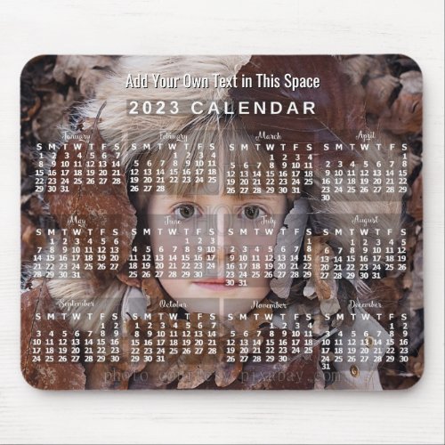 2023 Year Monthly Photo Calendar White  Custom Mouse Pad