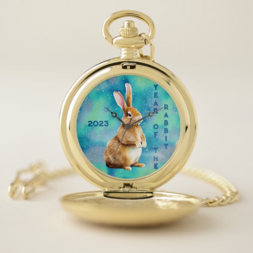 2023 Year of the Rabbit Apple Green  Azure Blue  Pocket Watch