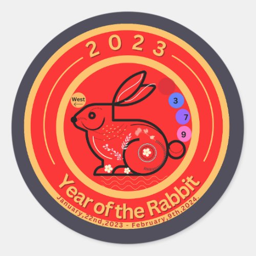 2023_Year of the Rabbit Design  Classic Round Sticker