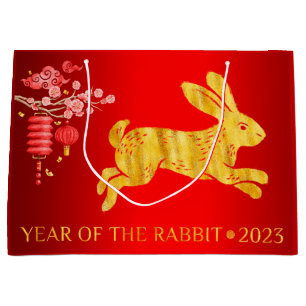 2023 Year of The Rabbit Gold Foil Large Gift Bag