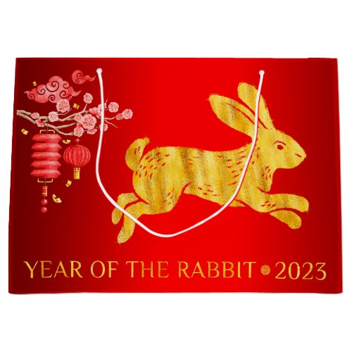 2023 Year of The Rabbit Gold Foil Large Gift Bag