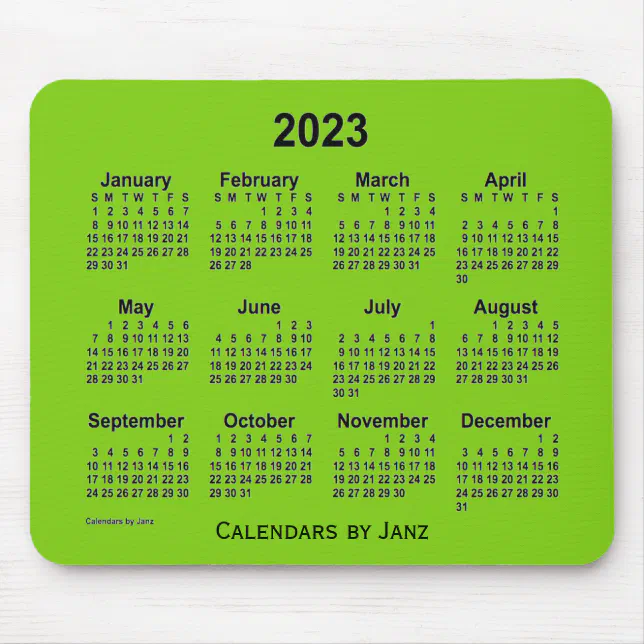 2023 Yellow Green Calendar By Janz Mouse Pad Zazzle 5948