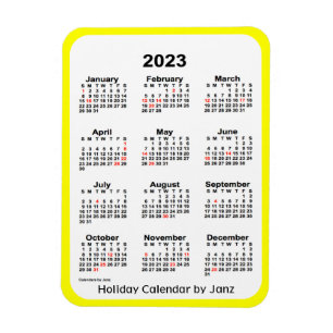2023 Yellow Holiday Calendar by Janz Magnet