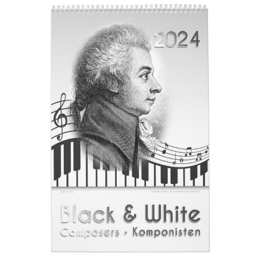 2024 12 Composers Portraits in Black  White Calendar