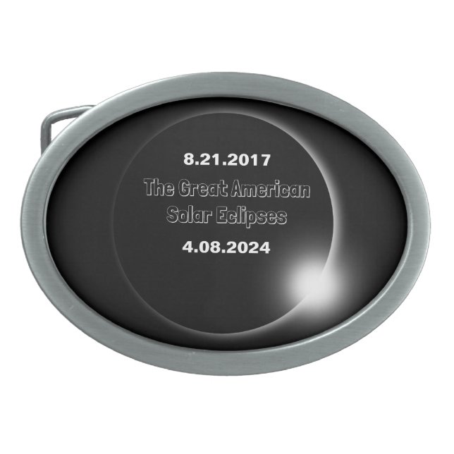 2024 & 2017 Double Dated Solar Eclipse Belt Buckle (Front)