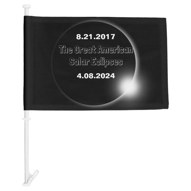 2024 & 2017 Double Dated Solar Eclipse Car Flag (Front)