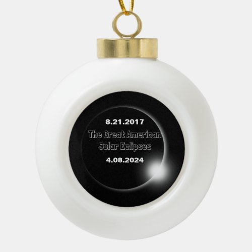 2024  2017 Double Dated Solar Eclipse Ceramic Ball Christmas Ornament