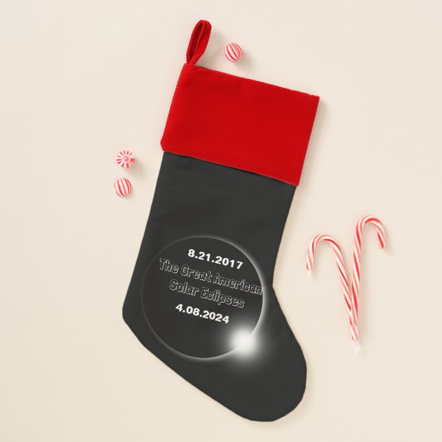 2024 & 2017 Double Dated Solar Eclipse Christmas Stocking (Front)