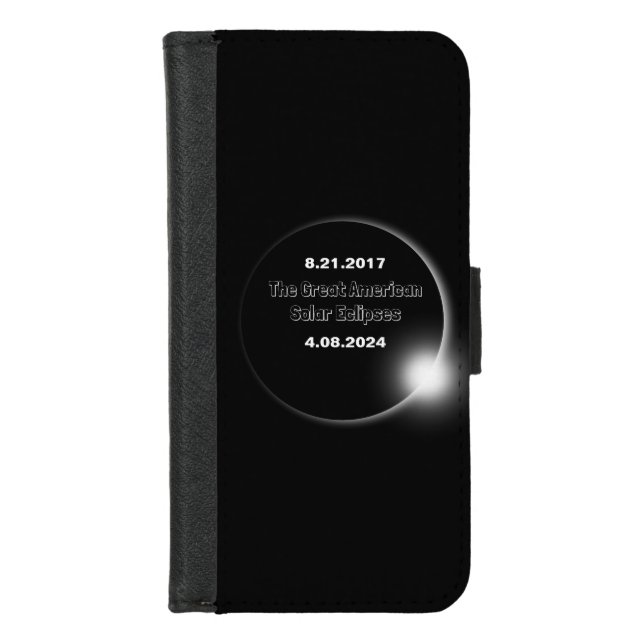 2024 & 2017 Double Dated Solar Eclipse iPhone Wallet Case (Front)