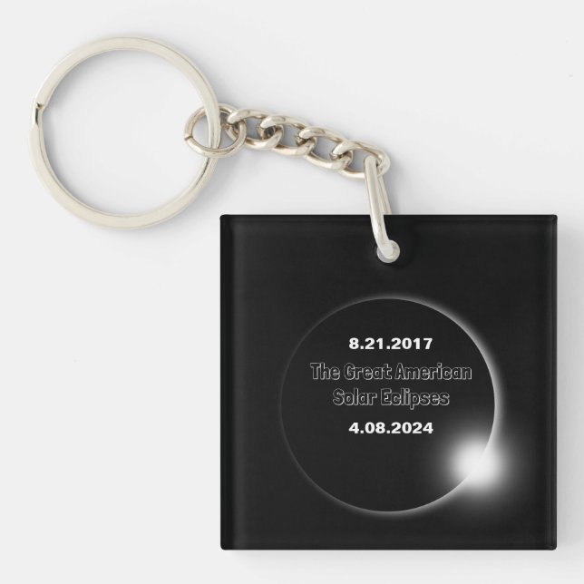 2024 & 2017 Double Dated Solar Eclipse Keychain (Front)